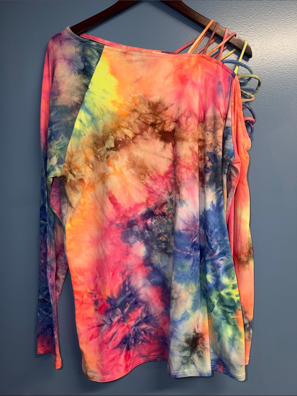 BiBi Tie-Dye Long Sleeve Top in Pink, Blue, Yellow, Green